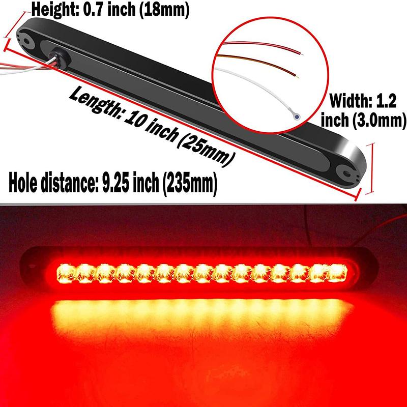 Product Introduction of 2Pcs 10Inch 15 LED Trailer Light LED Stop Turn Tail Light Third Brake Bar Strip For Heavy Duty Boats Trucks Red 31