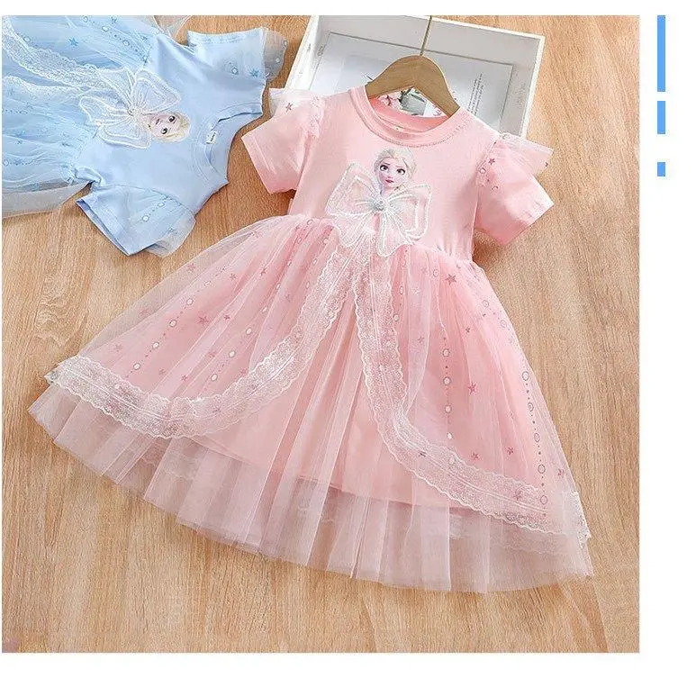 Đầm công chúa Elsa nơ voan phồng lấp lánh siêu yêu