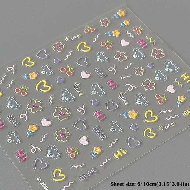 Product Introduction of 2025 Cute Nail Sticker Soft Embossed Self Adhesive Cartoon Stickers Cartoon Multifunction Decal Nail Art Sticker 11