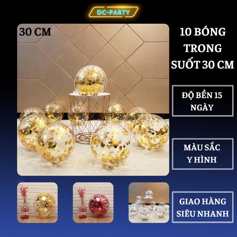 Bóng Sequin 10 Bóng Trong Suốt Đựng Kim Tuyến Dùng Trang Trí Phòng Cưới Sinh Nhật Sự Kiện Siêu Đẹp Giá Rẻ Cao Su 0
