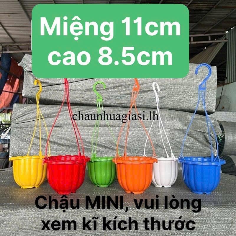 Combo 12 chậu nhựa treo MINI 11x8.5cm, chậu trồng sen đá, xương rồng