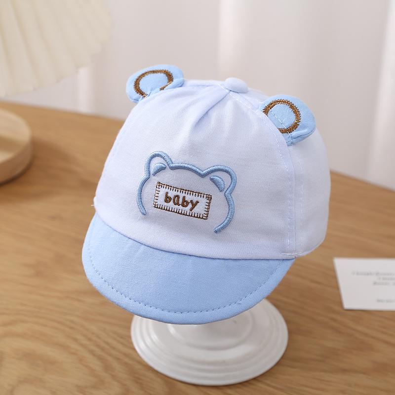 Baby hat spring and autumn peaked cap thin cute super cute cartoon baby visor male and female treasure flip brim hat 5