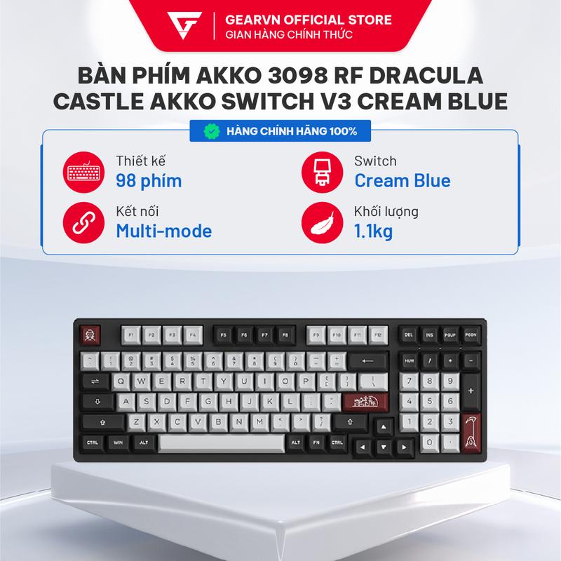 Bàn phím AKKO 3098 RF Dracula Castle Akko Switch V3 Cream Yellow  Blue 