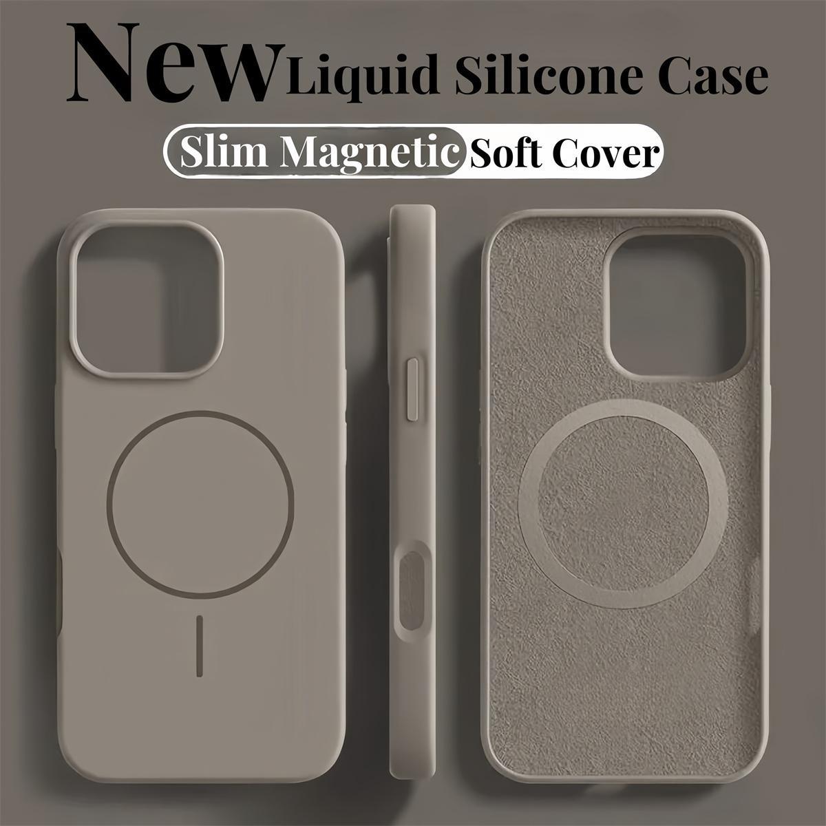 New Color Liquid Silicone Magnetic Phone Case For iPhone 16 Plus 15 14 13 11 12 16 Pro Max Anti Fingerprint Wireless Charging Soft Cover Shockproof