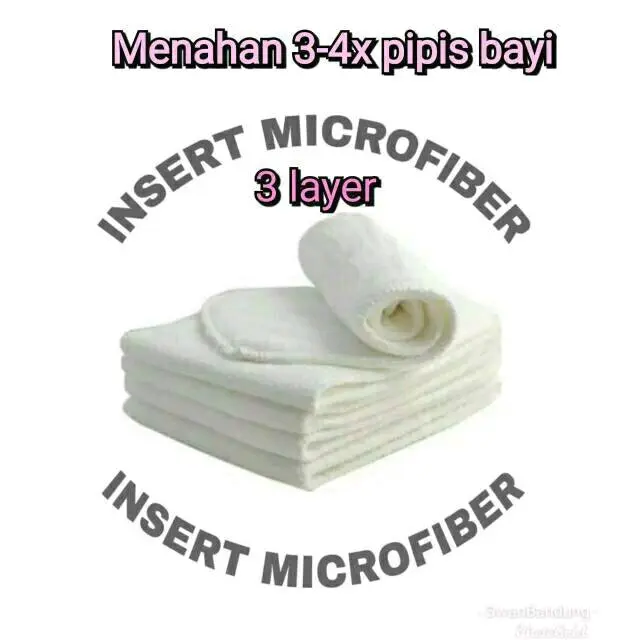 Clodi popok kain bayi + insert 3 Layer microfiber lembut berkualitas 3