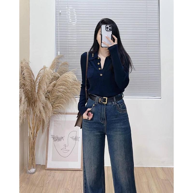 [ Bigsize 55-100kg] Áo len cổ đức kèm huy hiện cài, chất len mềm đẹp Nữ Women