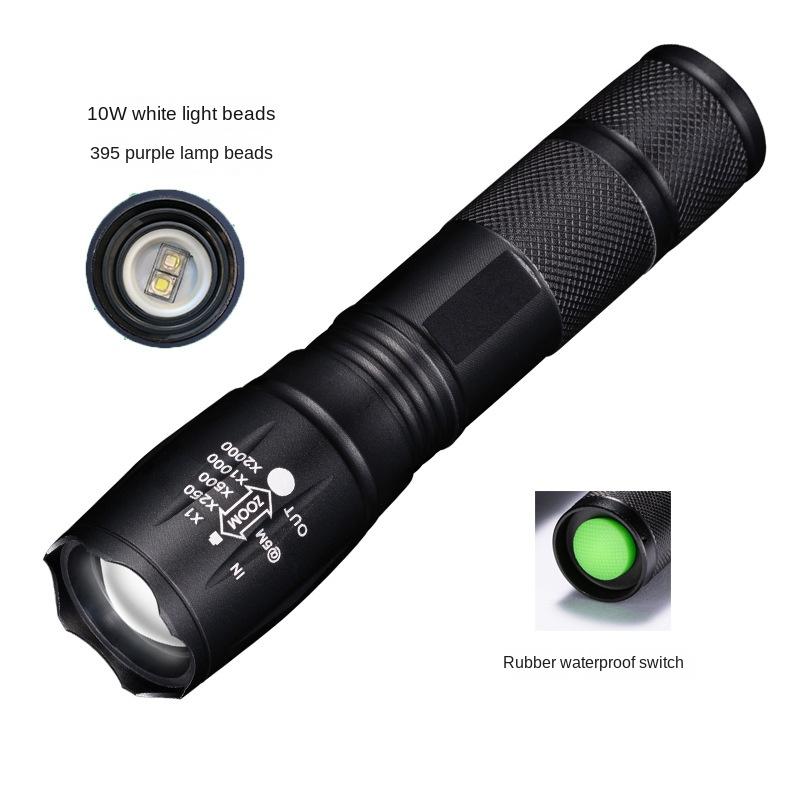Dual Light Source Led Ultraviolet Lamp Flashlight Rechargeable Portable Scorpion Light Ultraviolet Lamp Counterfeit Money Detection Jade Identification 3