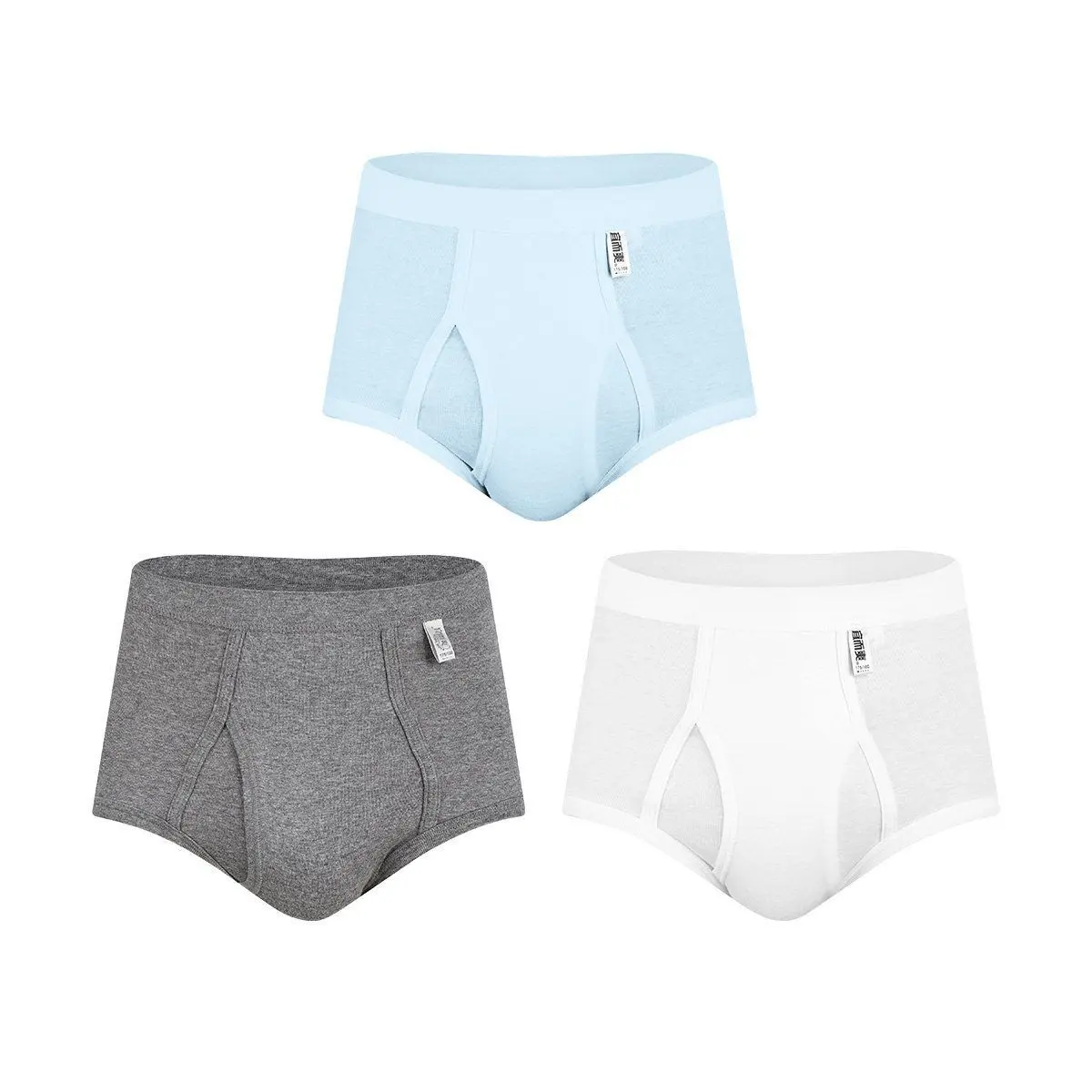 2025 Yiershuang Pure Cotton Men'S Underwear Ribbed Seamless Breathable Xinjiang Cotton Loose Mid-Waist Men'S Briefs 3-Pack Hot Sale