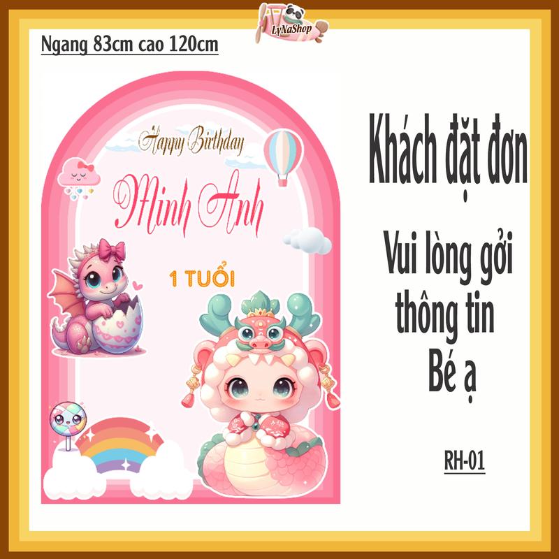 HCM - Background trang trí thôi nôi cho bé tuổi RỒNG - nhắn thông tin bé Shop in gởi trong ngày 2