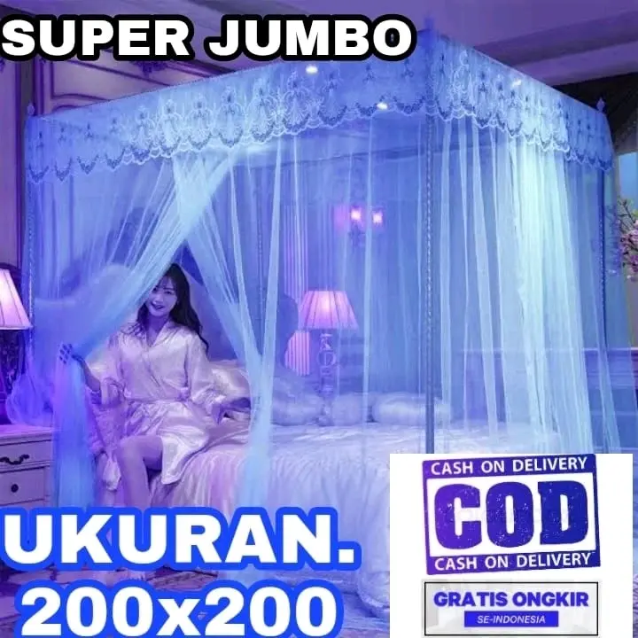 Kelambu Nyamuk Dewasa Lipat Persegi Renda Pencegahan Serangga Pink Biru Hijau