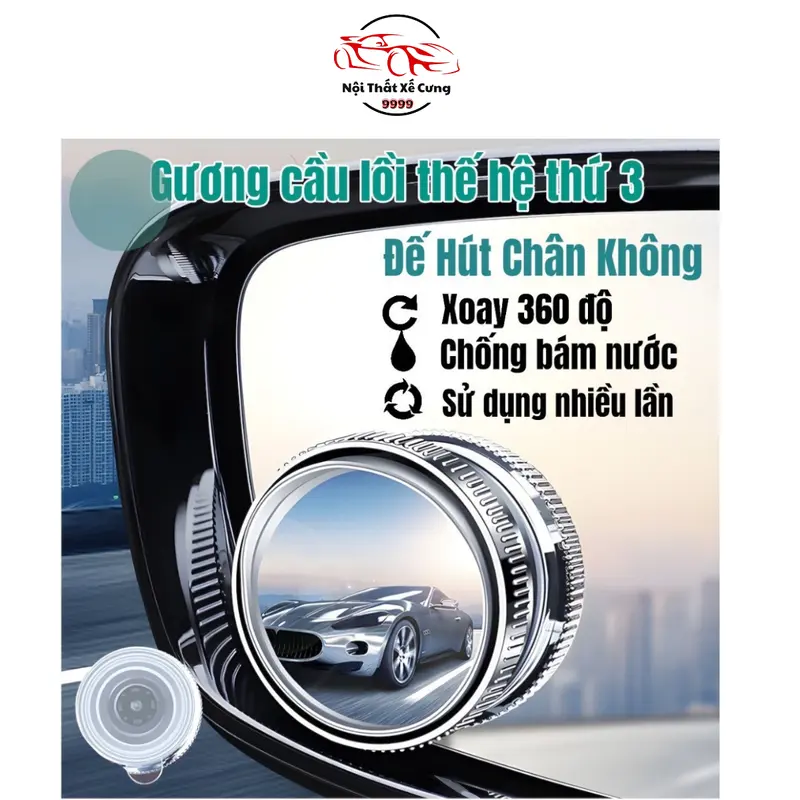 Cặp 2 Gương Cầu Lồi GCL-01 Gắn Kính Hậu Ô Tô Xoay 360 Xoá Điểm Mù Sử Dụng Đế Hút Không Để Lại  vết keo khó tẩy. 0