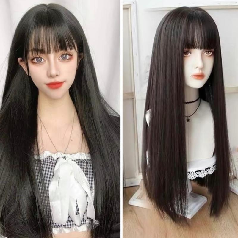 Tóc cả đầu thẳng dài  mềm mượt/ kèm lưới trùm tóc, tóc giả nữ Wig Women