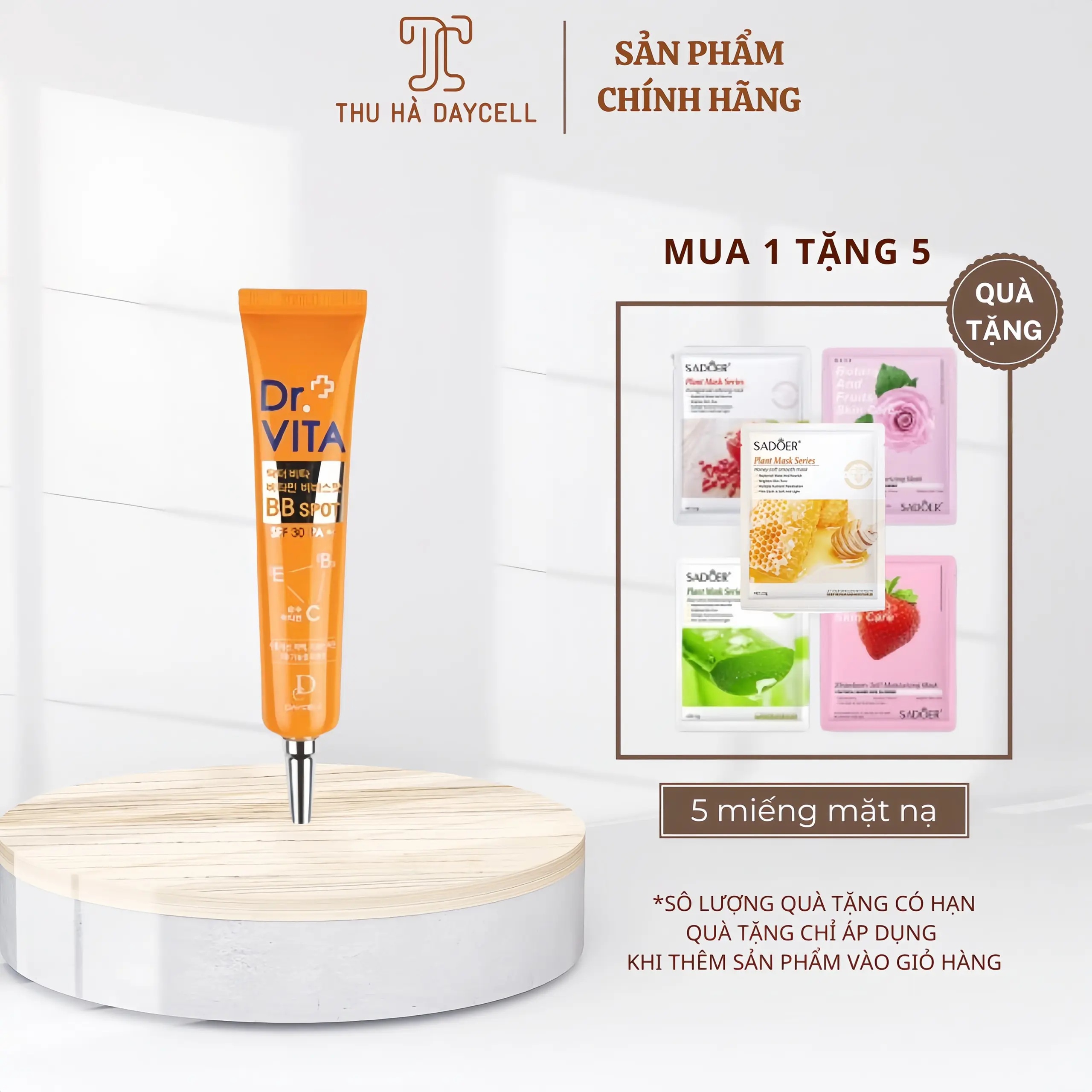 (Chính Hãng) Kem nền BB Cream Dr.Vita Spot – Dr.Vita Vitamin BB Spot (SPF 30 / PA++), kem nền che khuyết điểm, kiềm dầu, trắng da