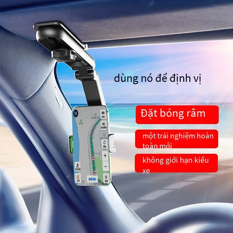 Giá đỡ điện thoại tấm che nắng xoay 360 ° cho ô tô Giá đỡ điện thoại di động tấm che nắng đa chức năng cho IPhone/Samsung/Android