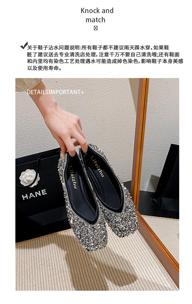 Product Introduction of 2025 new fashionable low heeled M ü ller women's shoes, with diamond studded decorative pointed single shoes, avant-garde design, simple, luxurious, comfortable, suitable for commuting, outdoor activities, etc 20