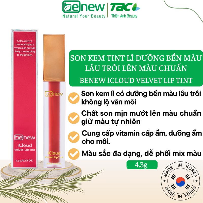 BENEW Son kem lì dưỡng không trôi không lộ vân môi - Benew ICloud Velvet Lip Tint 4,3g Trang Điểm Mỹ Phẩm Cosmetic Nữ Son Môi Women