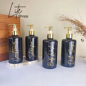 Botol Sabun Cair Aesthetic HITAM 500ml GOLD