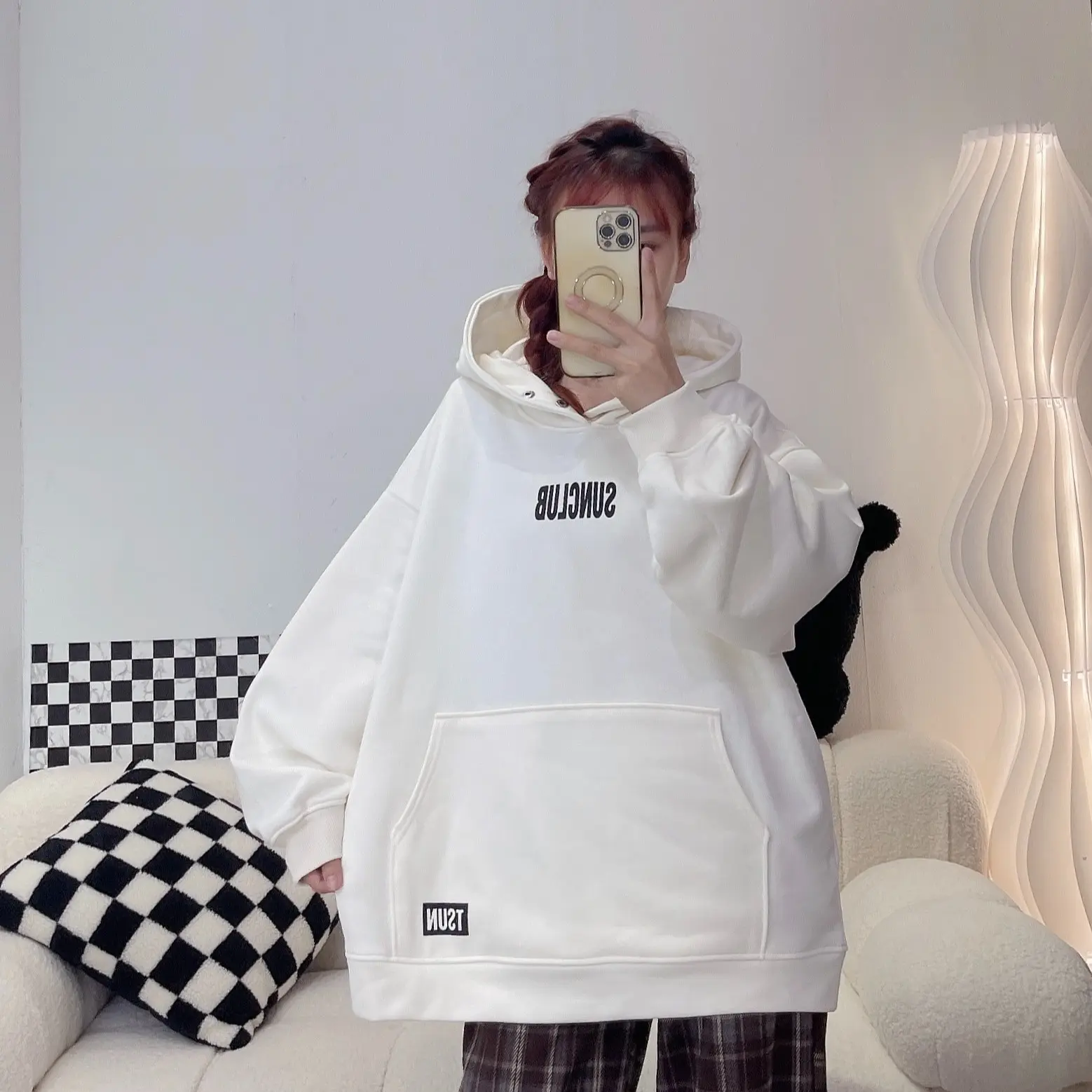 ÁO NỈ HOODIE SUNCLUB IN 2 MẶT Voi Women Top