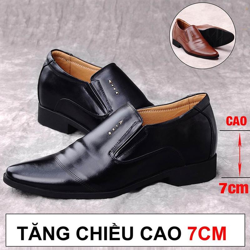 Giày lười nam tăng chiều cao 7cm ,2 màu nâu, đen Shoes đốc
