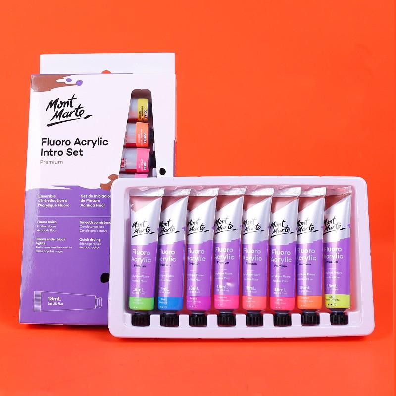 Set 8 Màu Acrylic Phản Quang Mont Marte x 18ml - Fluoro Acrylic Paint Intro Set - PMFL8181 2