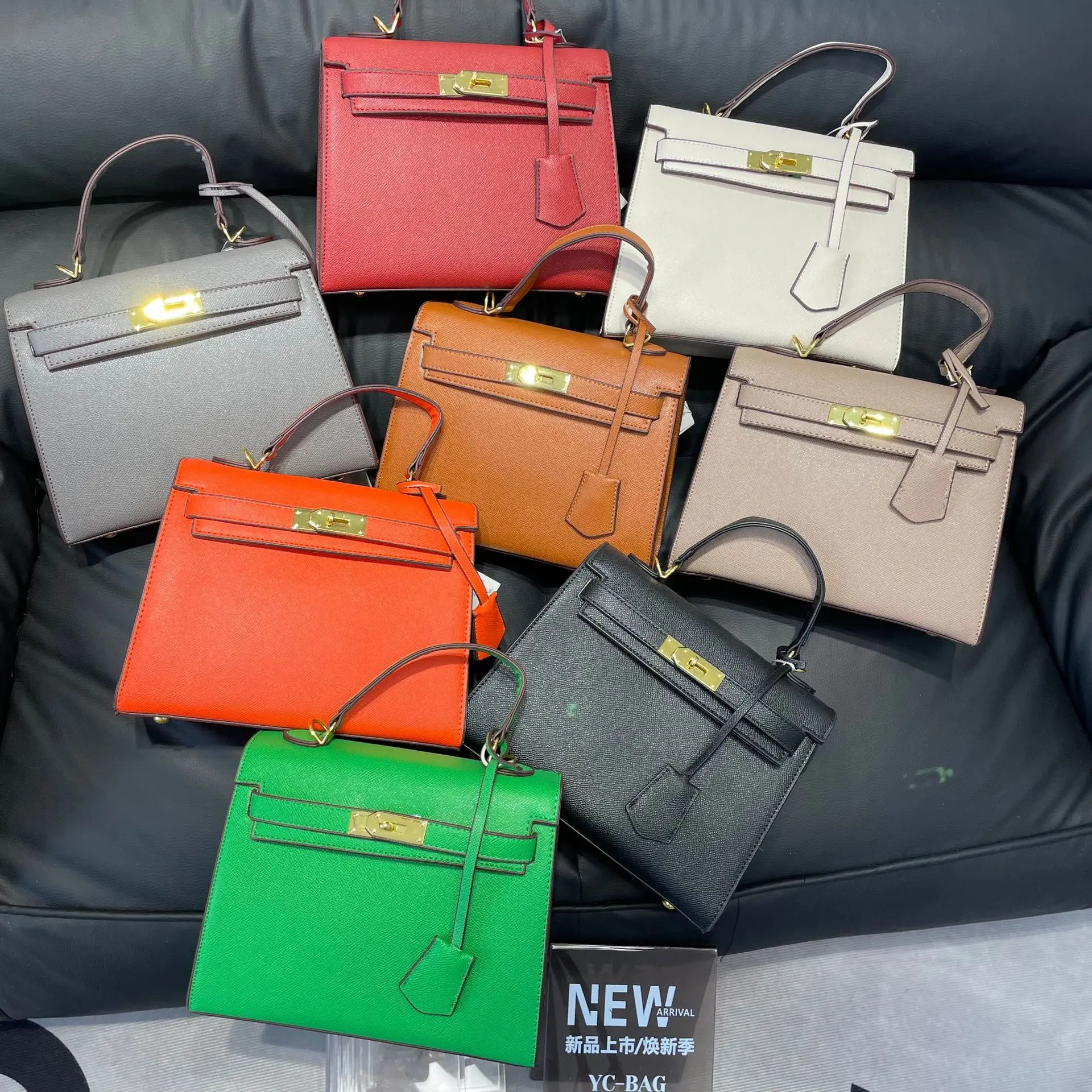 Orange Kelly Handheld Platinum Bag with Advanced Sense, New European and American Retro Fashion Women's Second Generation Mini Kelly