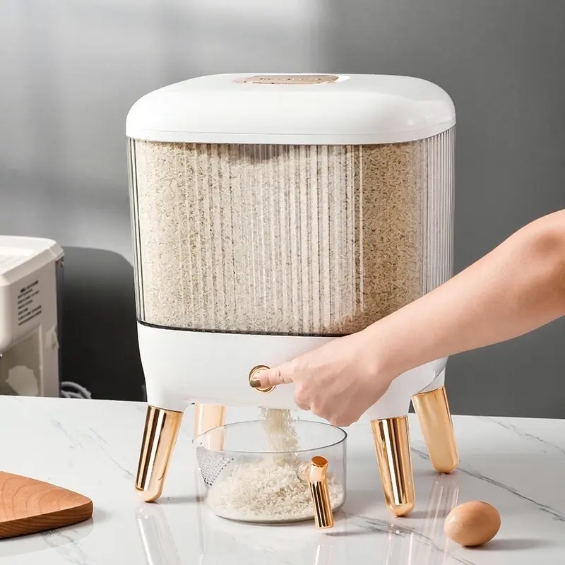 (READY STOCK) Dispenser Beras Rice Box Tempat Penyimpanan Beras Otomatis Dengan Wadah Pengering Beras Putih 2