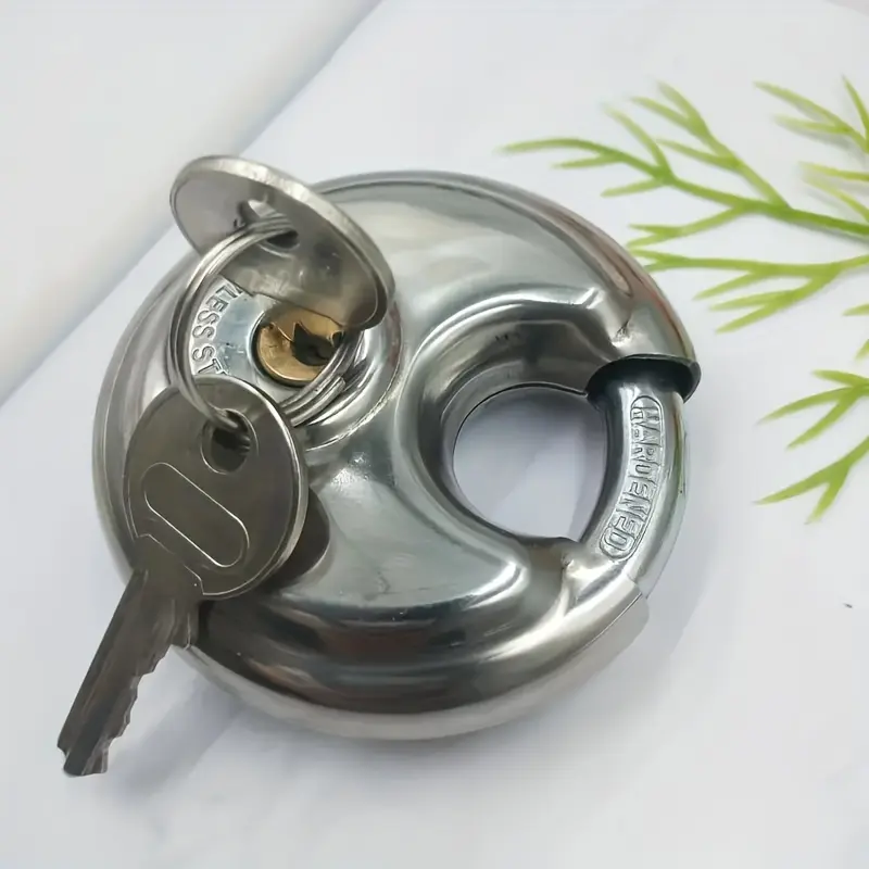 Gembok Bulat, Bahan Keluli Tahan Karat, 70mm, Kemasan Digilap, Kunci Tombol Mekanikal Anti-kecurian, Sesuai untuk Kabinet, Penyimpanan, Basikal, Pintu Rantai Selamat, Teras Loyang Pepejal, Gantung Kunci dengan Kunci