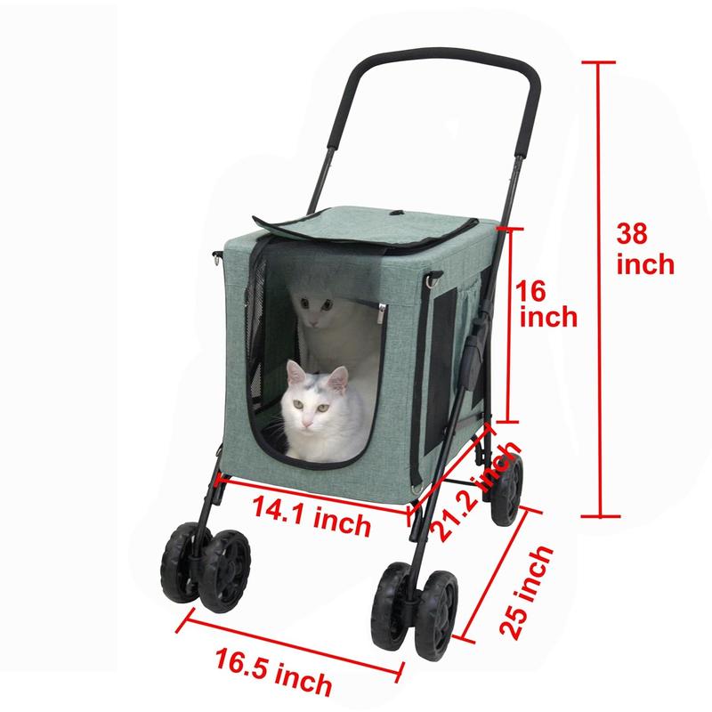 TikTok Shop 3 in 1 with Detachable Carrier Small Medium Large Cats Upto 15 20 30 Lbs 2 Two Double Pet Doggy Carriage Green