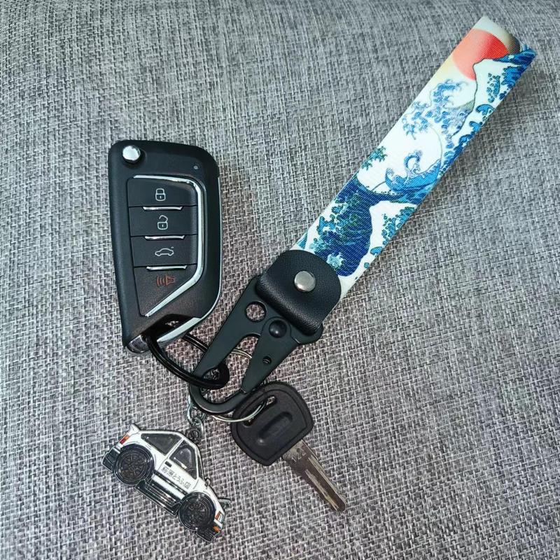 Car Keychain, Cartoon Wave Pattern Vehicle Decorative Keychain, Car Interior Decoration Accessories 1