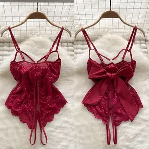 NiceKitty - Lingerie Big Bow Temptation Baju Lingerie Lace Baju Tidur Wanita Premium Dinas Malam Hari L11