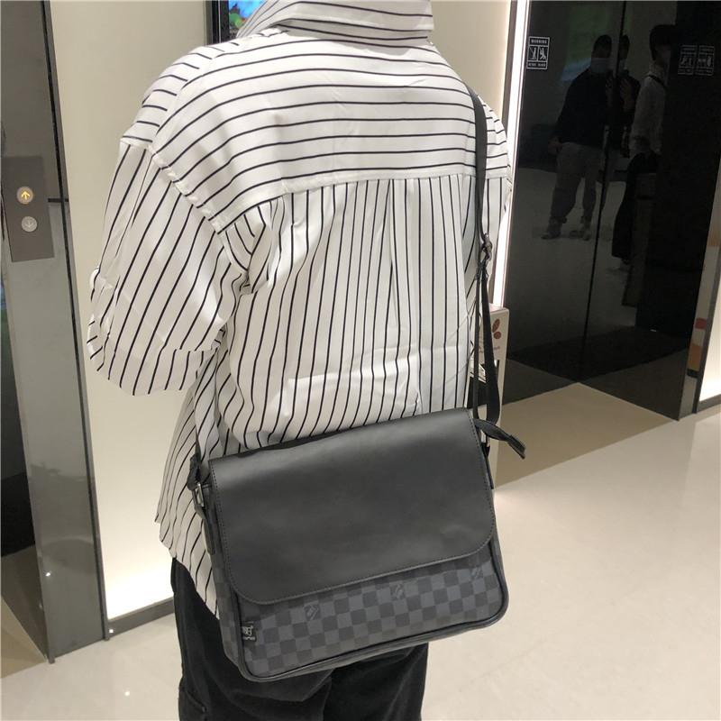 Túi đeo chéo da PU nam màu caro kèm nắp đậy kích thước lớn đi chơi, đi học cặp văn phòng TX-0051 Kem Bag