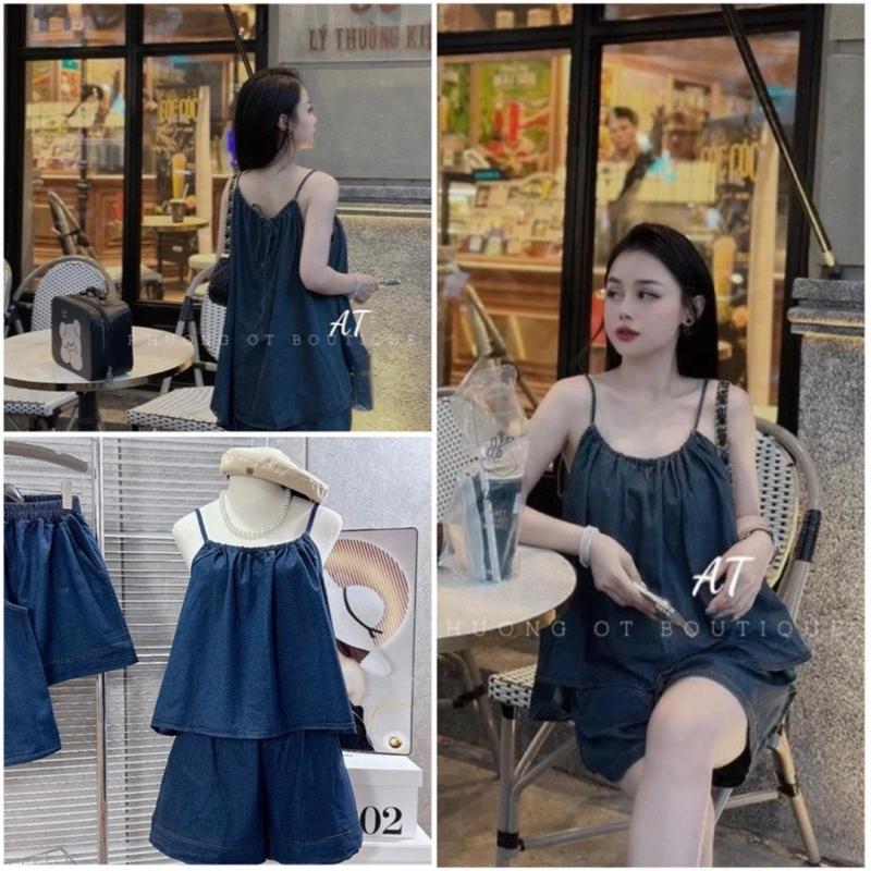 BỘ áo 2 dây xòe dáng rộng mix quần sooc XINH MS37 Nữ