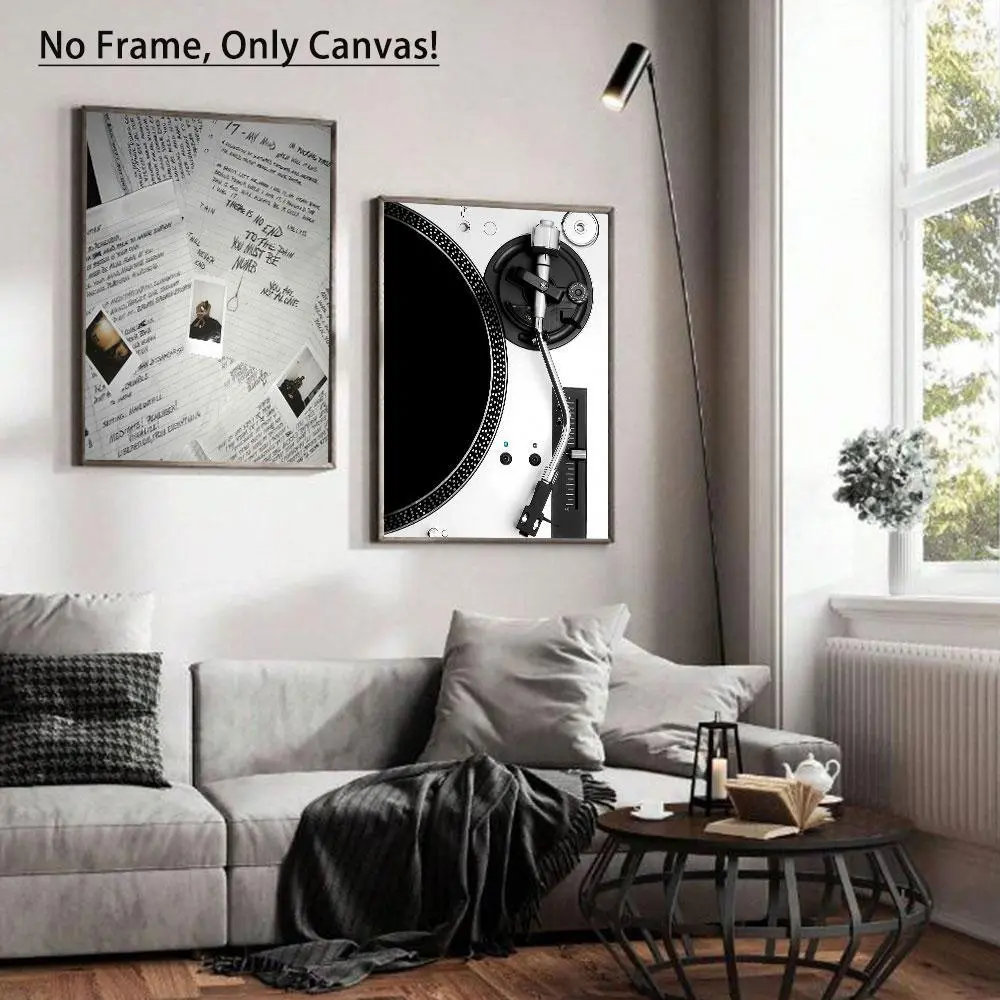Vinyl Record Pattern Unframed Painting, 2 Counts/set Modern Canvas Wall Art, Wall Decor for Home Living Room Bedroom Office