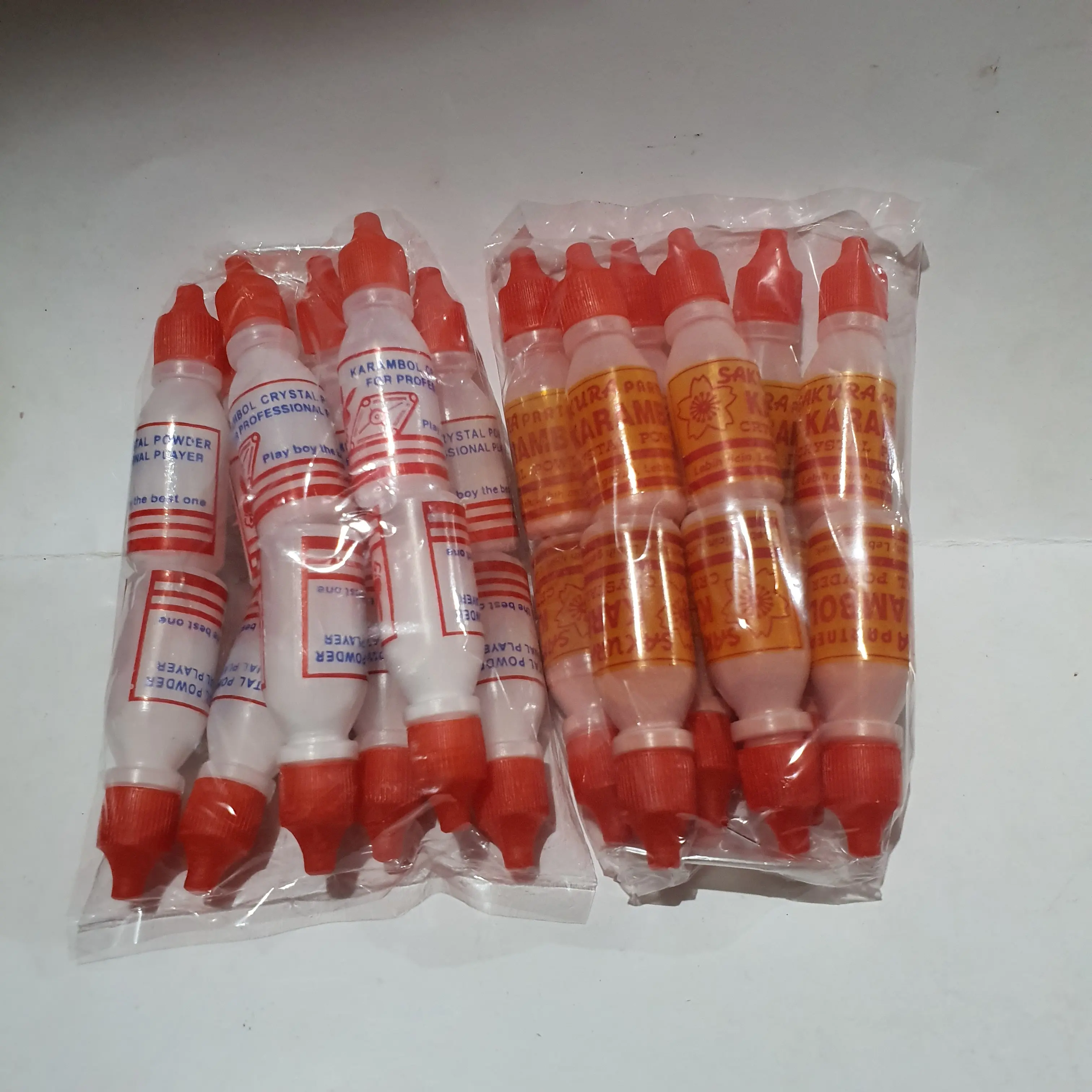 (harga per 12pcs) Bedak Kristal Karambol Sakura merah / Playboy putih Lusinan Board Games