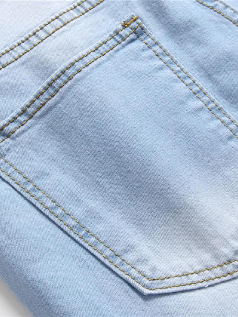 Product Introduction of Men's Solid Color Ripped Jeans, Street Fashion Casual Comfy Jeans for Daily Wear, Mens Bottoms for All Seasons 4