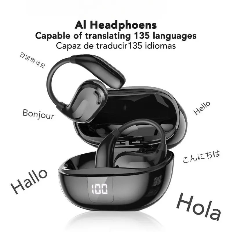 XT66PRO OWS headphones AI smart simultaneous translation headset can translate 134 languages OWS headset features a digital control display, multiple color options, HD calling, and excellent bass quality[ It comes with a 2-year warranty.] waterbuds