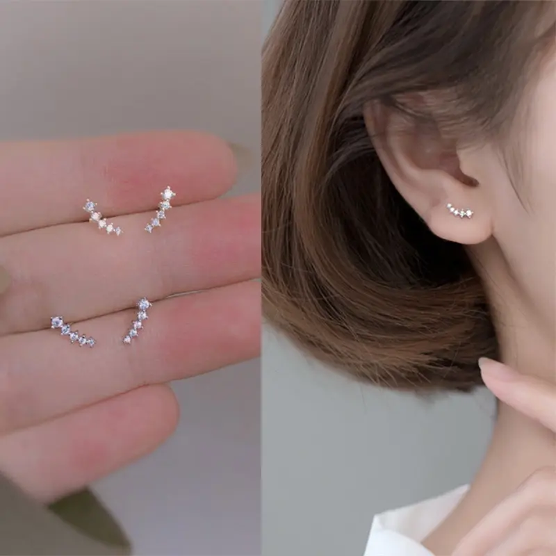 COD️ Anting Zirkon Berlian Geometris - Set Mikro Sederhana dengan Desain Gandum Kecil
