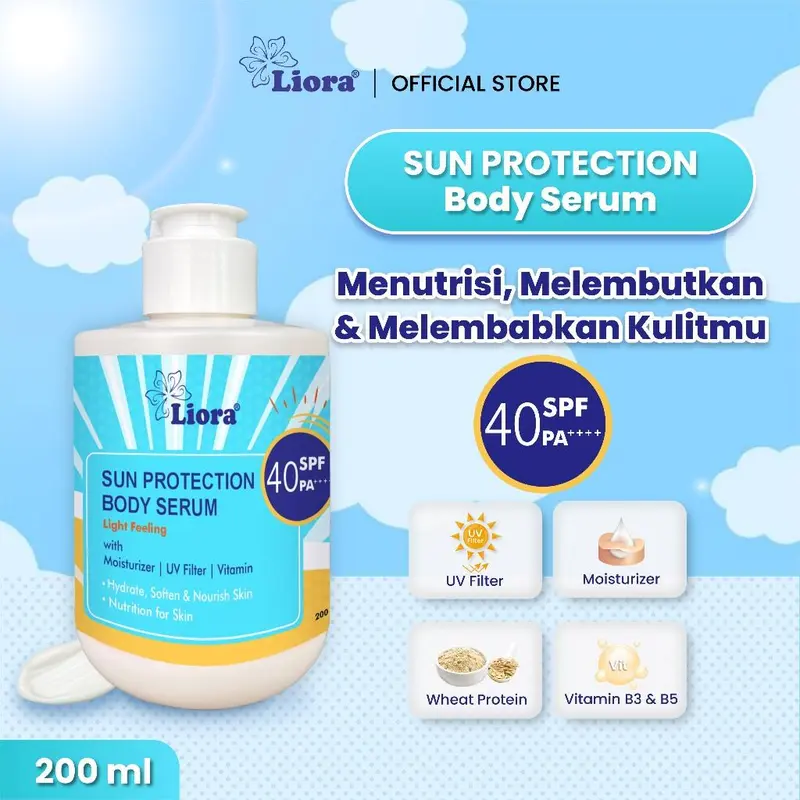 LIORA Sun Protection Body Serum SPF 40 PA++++ 200 ML | Sunscreen Lotion Badan Anti UV dengan Perlindungan Harian yang Maksimal 1