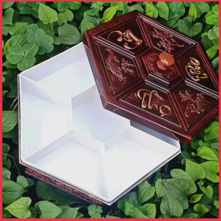 khay đựng mứt - khay đựng mứt tết bằng gỗ cao cấp, Thiết Kế 6 Ngăn Sang Trọng , chống bụi bẩn, ẩm ướt, khay mứt tết gỗ an toàn cho sức khỏe, hộp mứt tết, khay mứt tết Phúc-Lộc-Thọ bằng nhựa 8