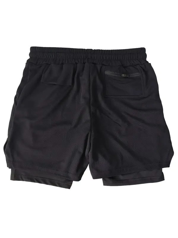 Men's Creepy Smile Face Print 2 in 1 Double Layer Drawstring Waist Gym Shorts, Casual Comfortable Breathable Quick Drying Pocket Shorts for Summer, Men's Bottoms for Workout Fitness Running 7