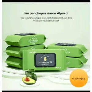 Avocado Tisu Penghapus Riasan Wajah Ekstrak Tanaman Alpukat 60 Lembar / Makeup Remover Tissue / Tissue Remover / Tisu Avocado / MLH V09
