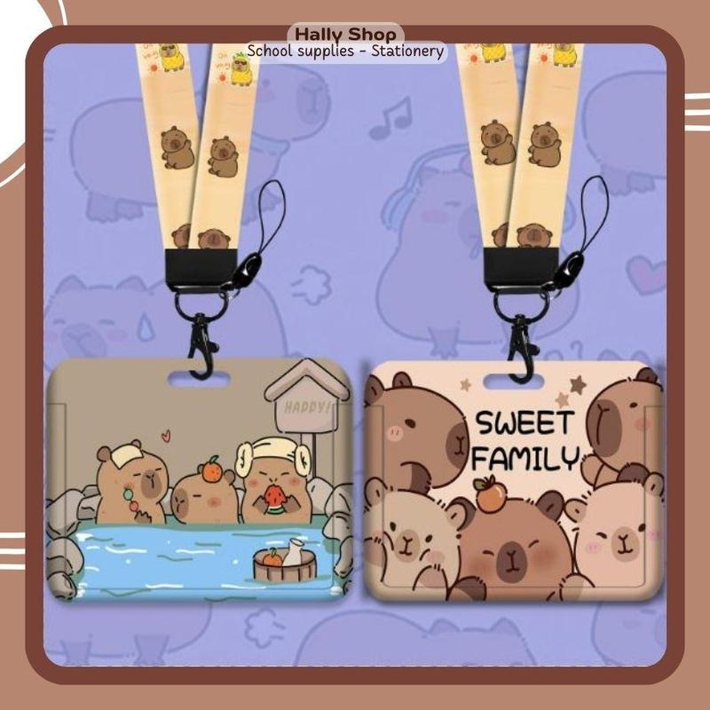 Dây đeo thẻ học sinh, bảng tên dành cho sinh viên hoạ tiết capybara dễ thương cute - Hally shop