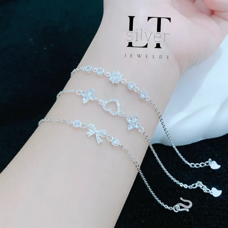 Lắc tay kiểu bạc ta họa tiết xinh xắn dáng nhỏ xinh LTJ459 Hoa Len 4