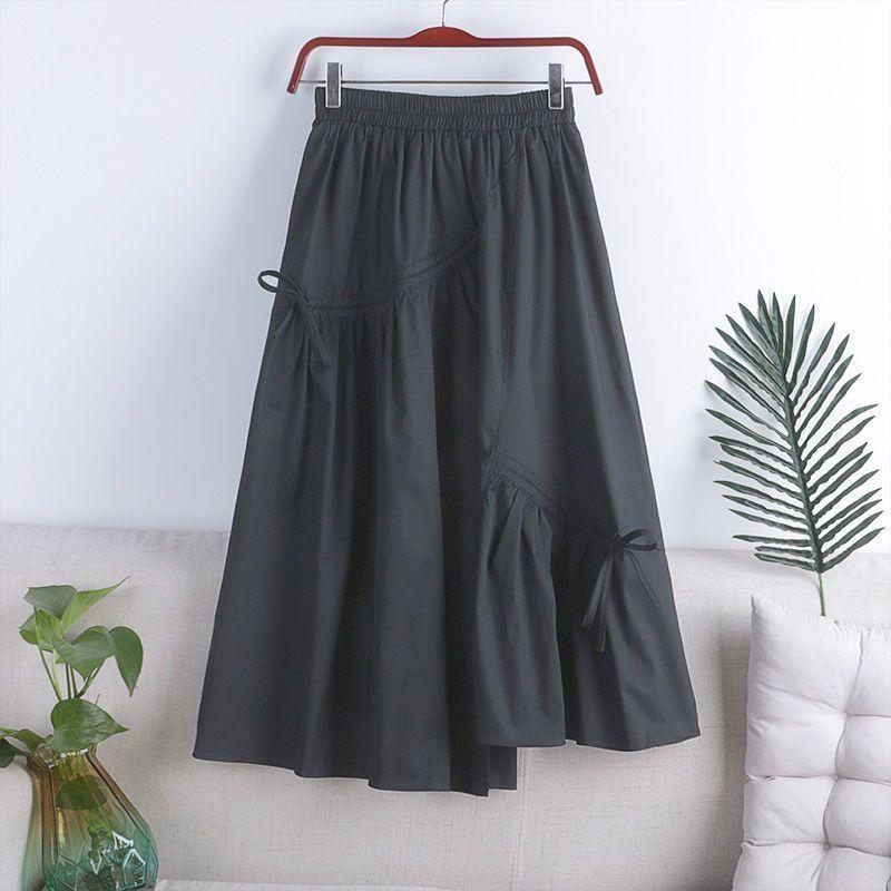 Chân Váy Chữ A, Cạp Cao, Bó Sát, Dài Trung Bình Thiết Kế Buộc Dây Bất Đối Xứng Viền Lớn, Dành Cho Nữ, Hàng Mới Về Mùa Hè 2024, Phong Cách Ins 2