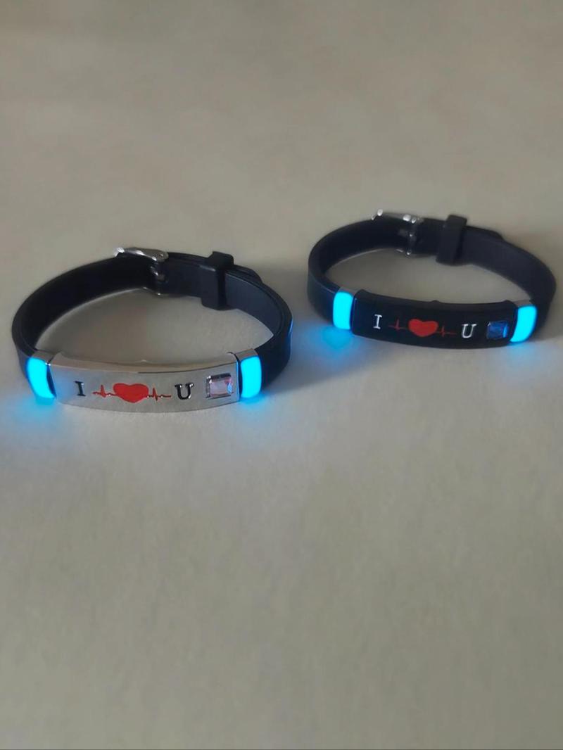 Product Introduction of Glow in The Dark Silicone Bracelet, Cute Letter Pattern Luminous Bracelet for Women & Men, Fashion Accessories for Party, Daily Decor 2