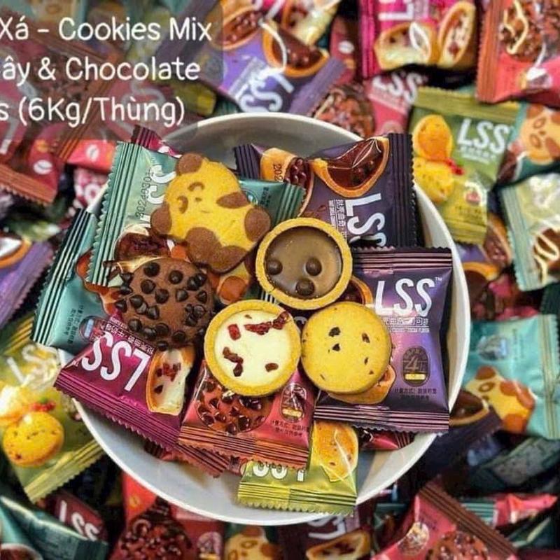 ￼Bánh Quy Bơ Sữa LSS Mix Vị TÚI LỚN 1KG - Bánh Quy LSS Socola Sữa Chua  Việt Quất Thơm Ngon - Bánh Qui Ruvask Snack Food Thức Ăn Ăn Vặt 4