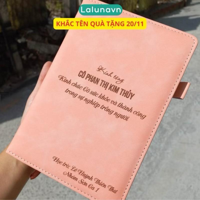 Quà Tặng Ý Nghĩa Sổ tay bìa da PU KHẮC TÊN cỡ A5 sổ ghi chép quà tặng văn phòng phẩm hội nghị 360 trang B122