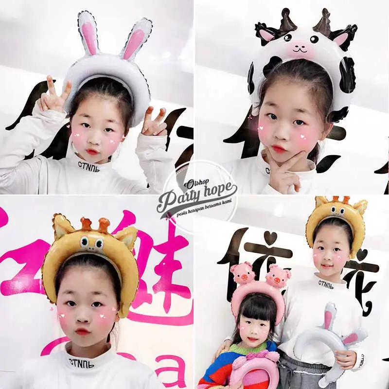 ( isi 10 ) balon bando anak karakter / balon bandana / balon karakter / Animal head band ( isi 10 ) balon bando anak karakter / balon bandana / balon karakter / Animal head band