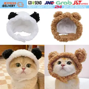 Topi Kucing Anjing Model Telinga Beruang Panda Lucu Aksesoris Hewan Animal Pet Hat Topi Beruang Anjing Kucing