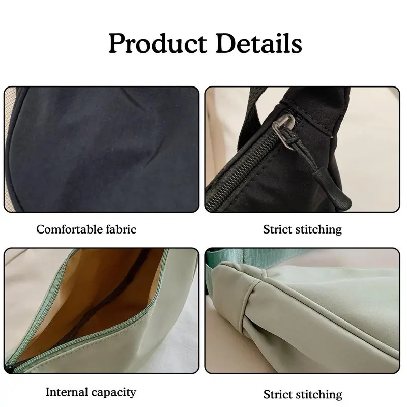 Túi Đeo Chéo, Chất Liệu Nylon, Hình Bánh Bao Cho Nữ, Nhẹ, Túi Kẹp Nách, Túi Đeo Vai, Cỡ Nhỏ L5O1 2